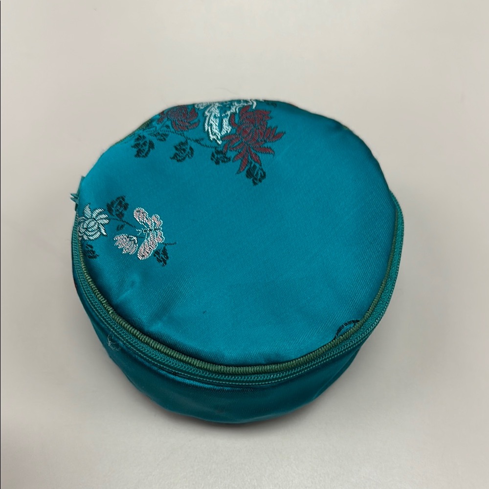 Teal Floral Embroidered Belt Bag
